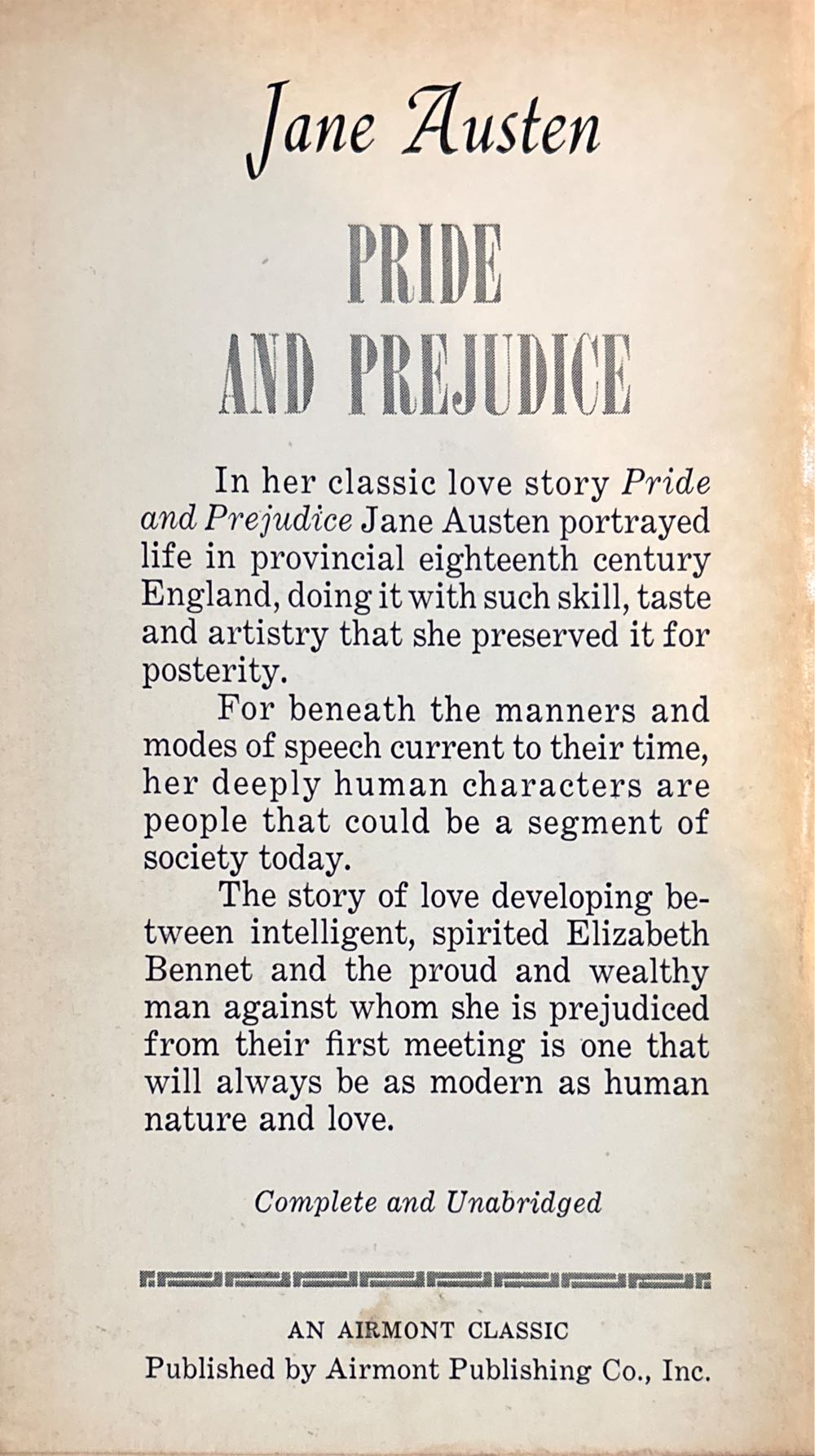 Pride And Prejudice - Jane Austen (Airmont Classic Series - Paperback) book collectible - Main Image 2