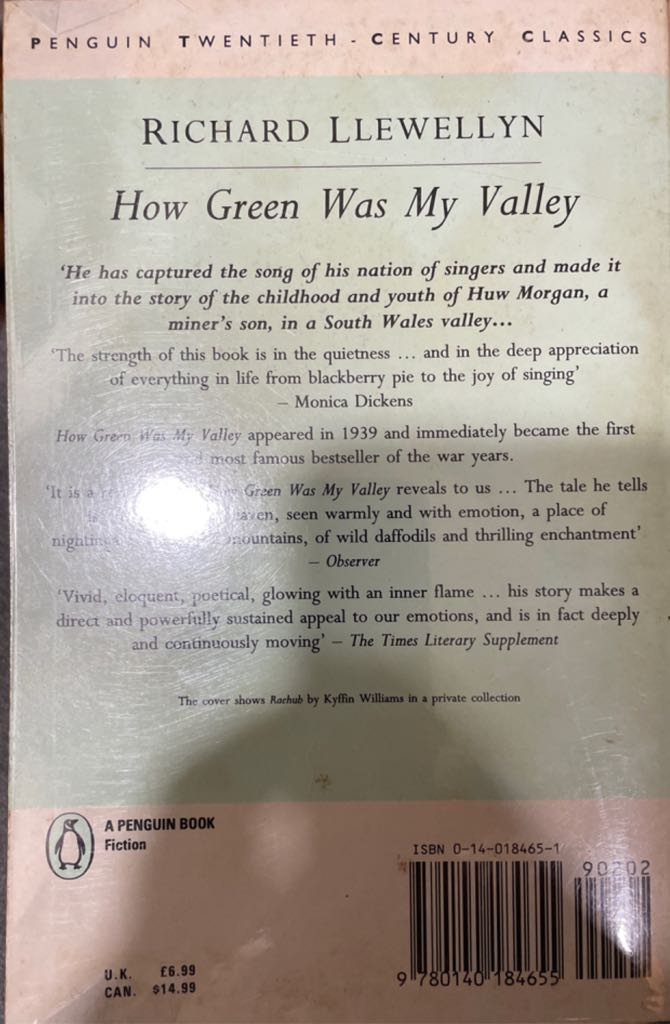 How Green Was My Valley - Richard Llewellyn (Penguin Books, Ltd. - Paperback) book collectible [Barcode 9780140184655] - Main Image 2