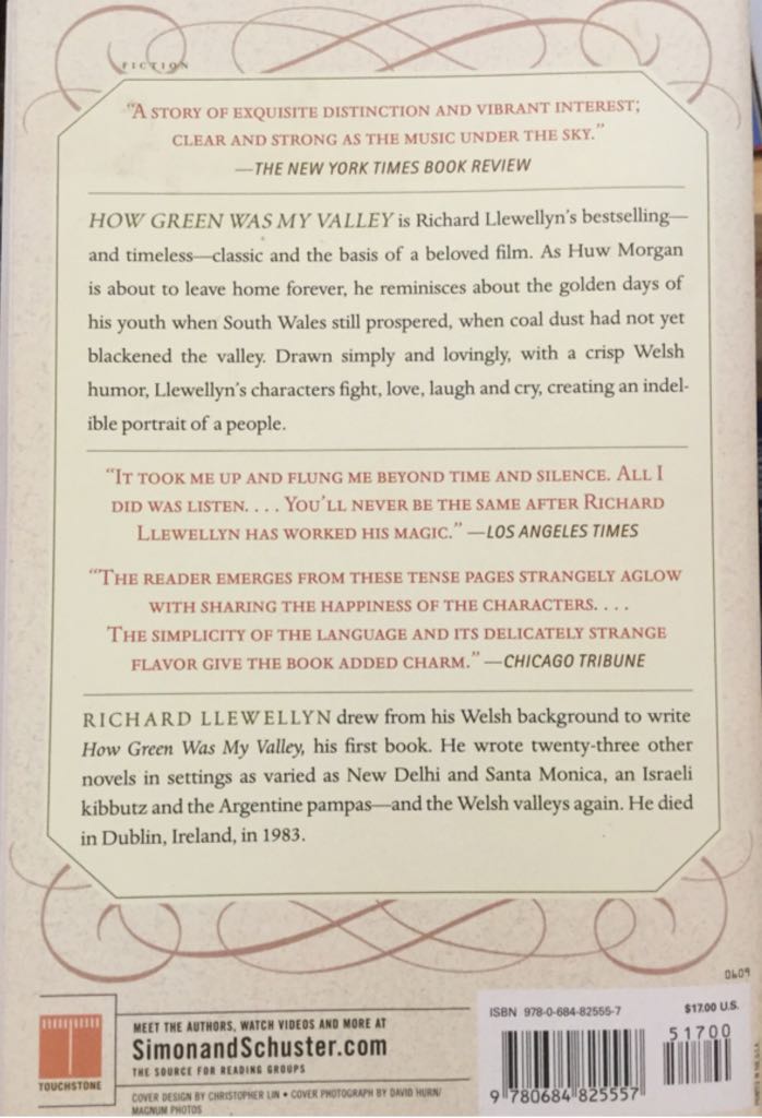 How Green Was My Valley - Richard Llewellyn (Touchstone - Paperback) book collectible [Barcode 9780684825557] - Main Image 2