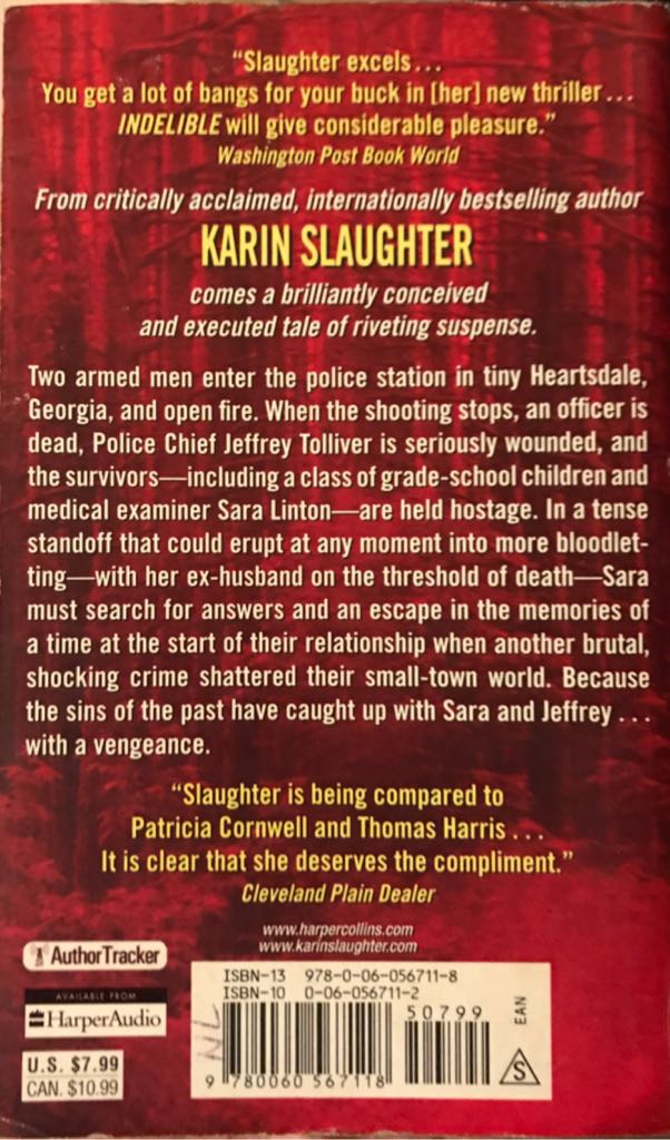 Indelible - Karin Slaughter (Harper Torch - Paperback) book collectible [Barcode 9780060567118] - Main Image 2