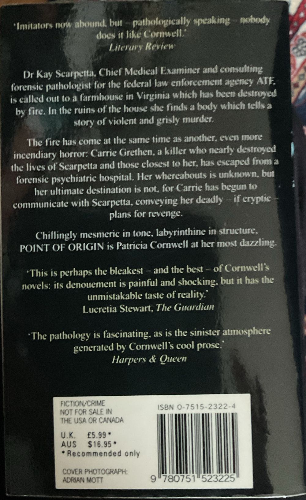 Point of Origin - Patricia Cornwell (Warner Books - Paperback) book collectible [Barcode 9780751523225] - Main Image 2
