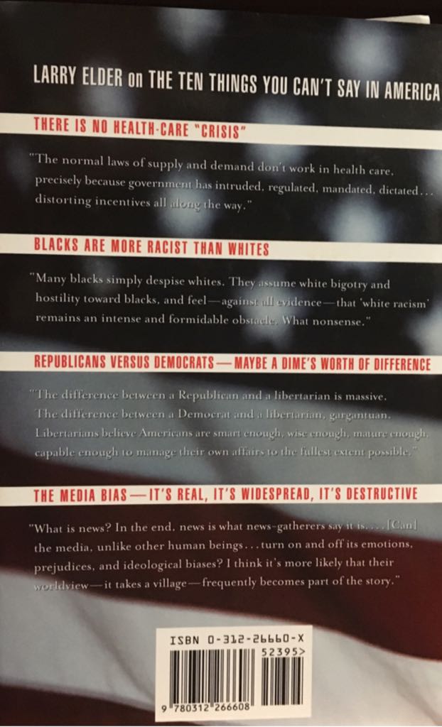 Ten Things You Cant Say in America - Larry Elder (St. Martin Press - Hardcover) book collectible [Barcode 9780312266608] - Main Image 2