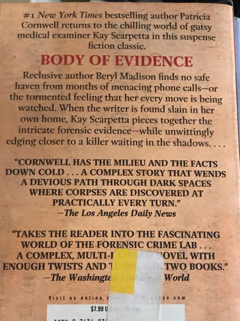 Body of Evidence - Patricia Cornwell (Pocket - Paperback) book collectible [Barcode 9780743493918] - Main Image 2