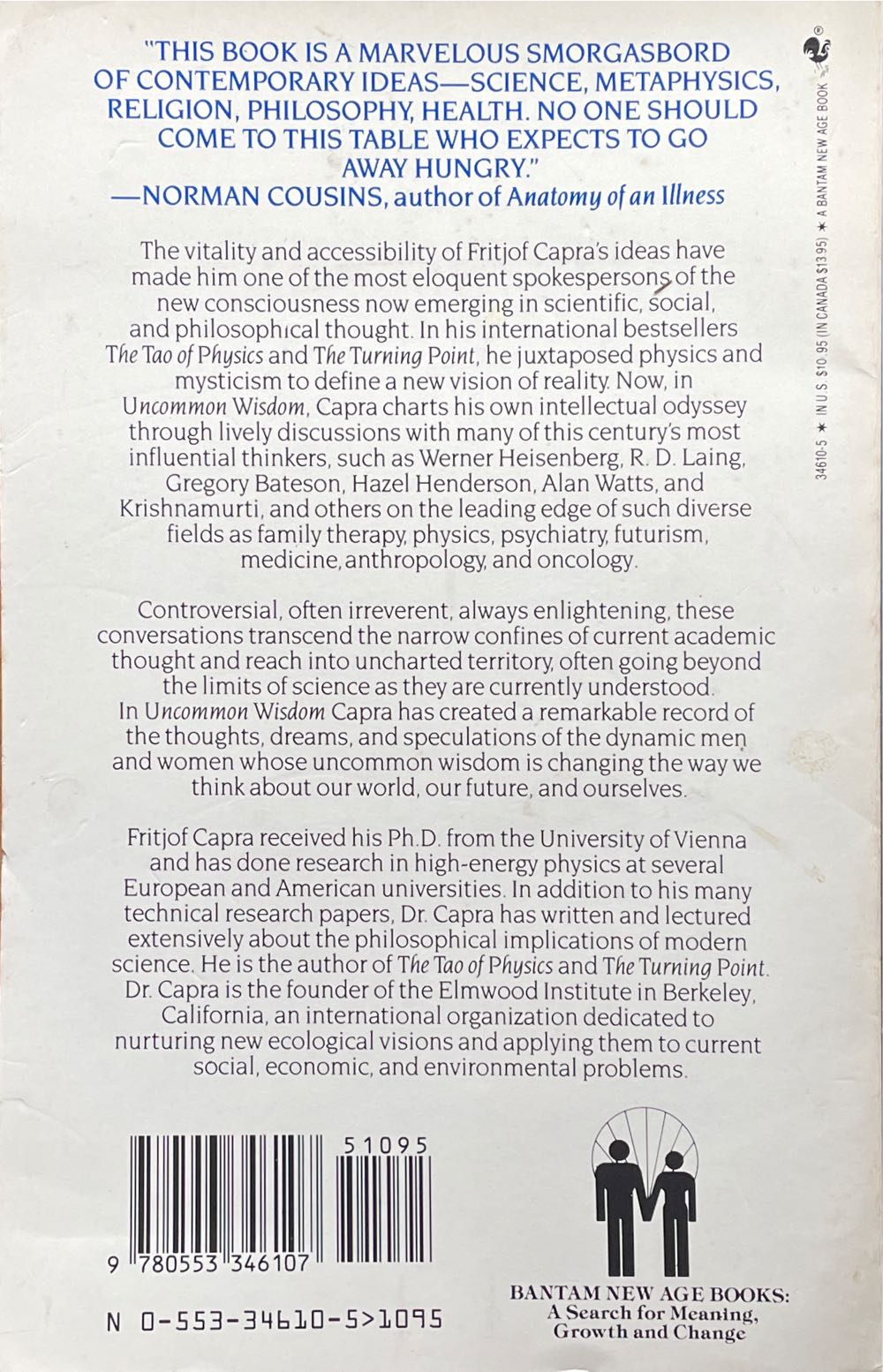 Uncommon Wisdom Conversations With Remarkable People - Fritjof Capra (Bantam) book collectible [Barcode 0006543413] - Main Image 2