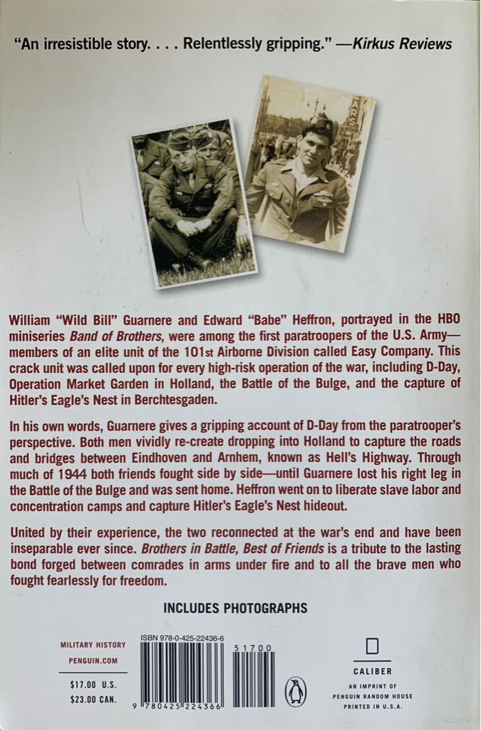 Brothers in Battle, Best of Friends, Two WWII Paratroopers from the Original Band of Brothers Tell Their Story - William Guarnere (Penguin Group - Paperback) book collectible [Barcode 9780425224366] - Main Image 2