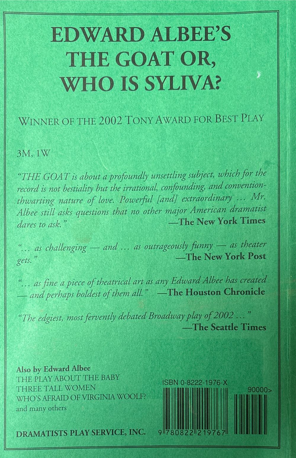 The Goat or Who Is Sylvia? - Edward Albee (Dramatist Play Service Inc. - Paperback) book collectible [Barcode 9780822219767] - Main Image 2
