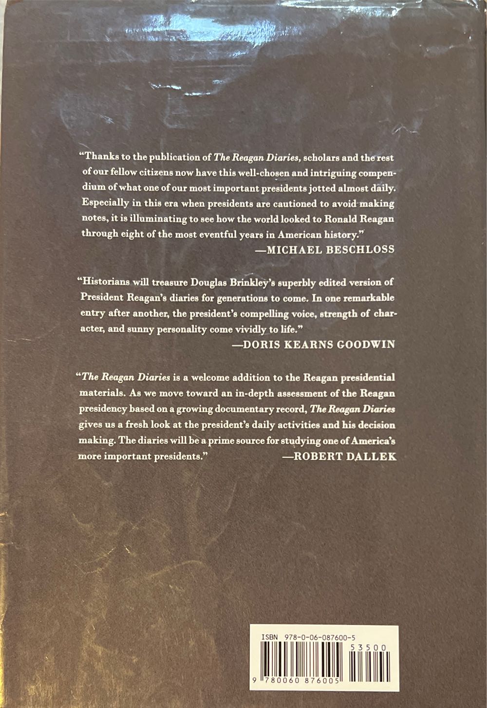 The Reagan Diaries - Ronald Reagan (HarperCollins Publishers - Hardcover) book collectible [Barcode 9780060876005] - Main Image 4