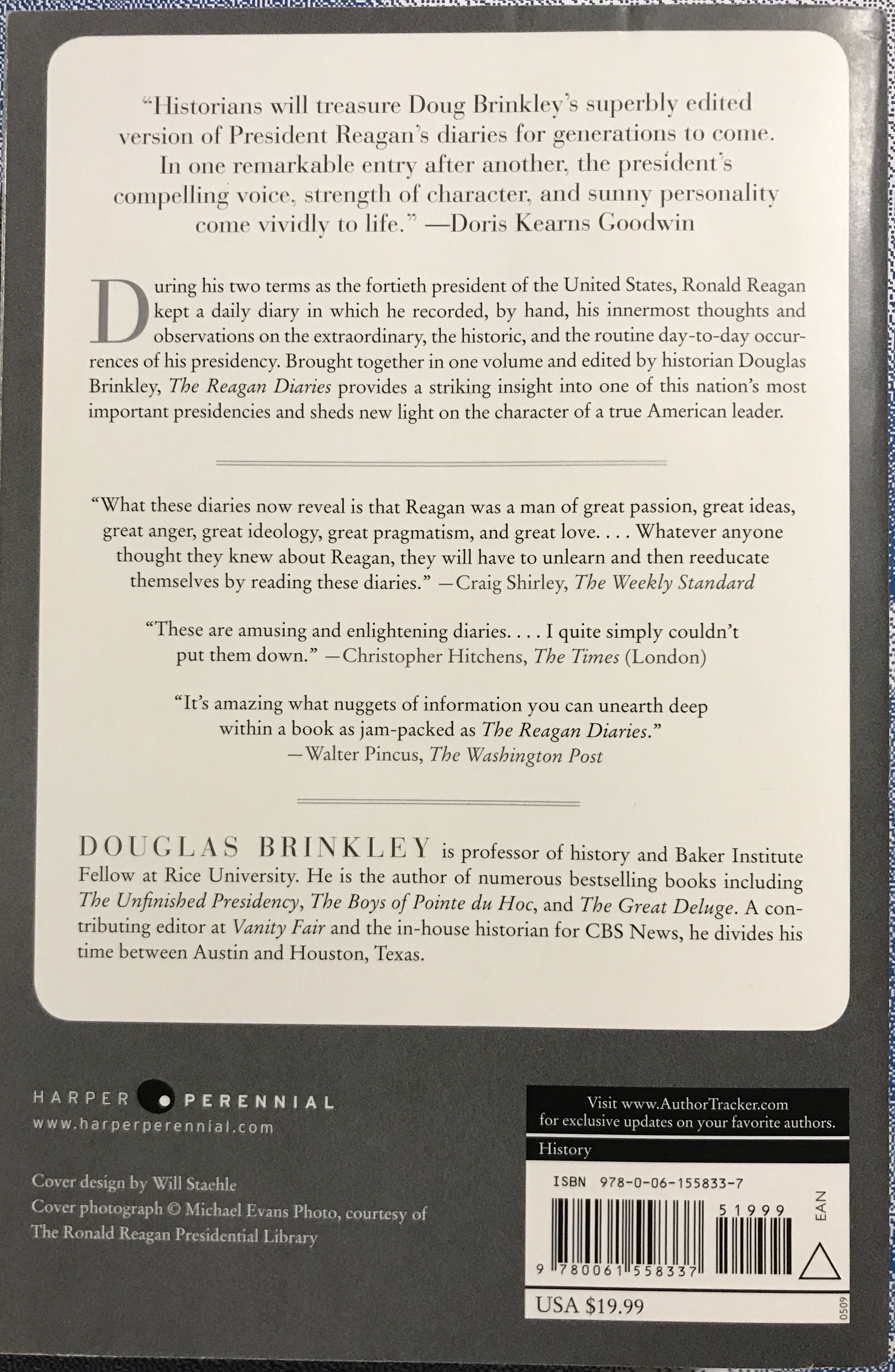 Reagan Diaries, The - Ronald Reagan (Harper Perennial - Paperback) book collectible [Barcode 9780061558337] - Main Image 2