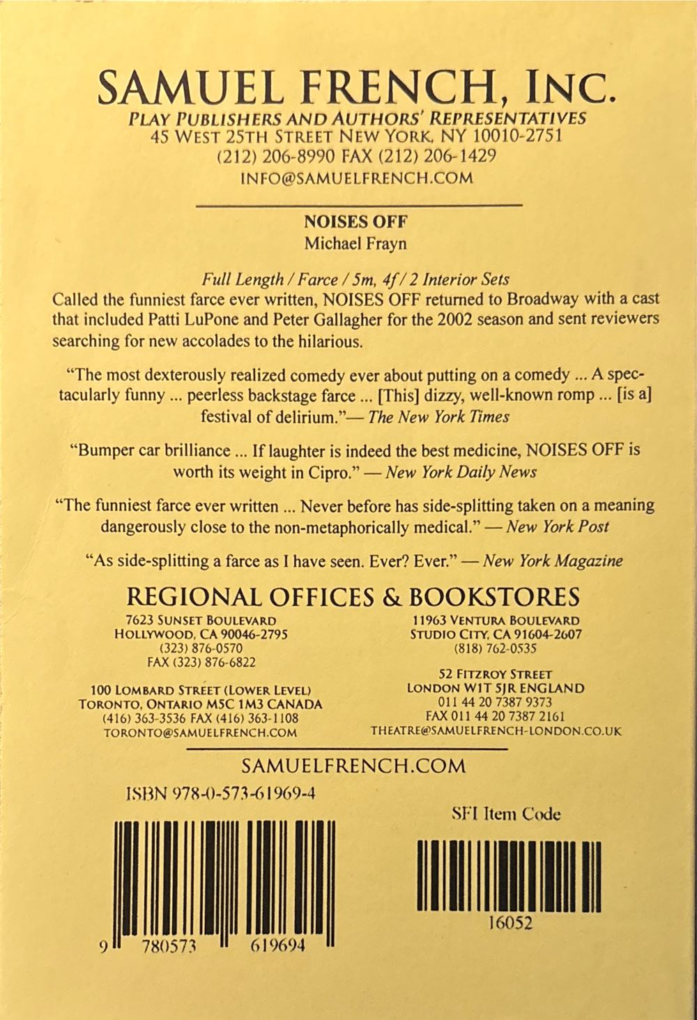 Noises Off - Michael Frayn (Samuel French, Inc. - Paperback) book collectible [Barcode 9780573619694] - Main Image 2