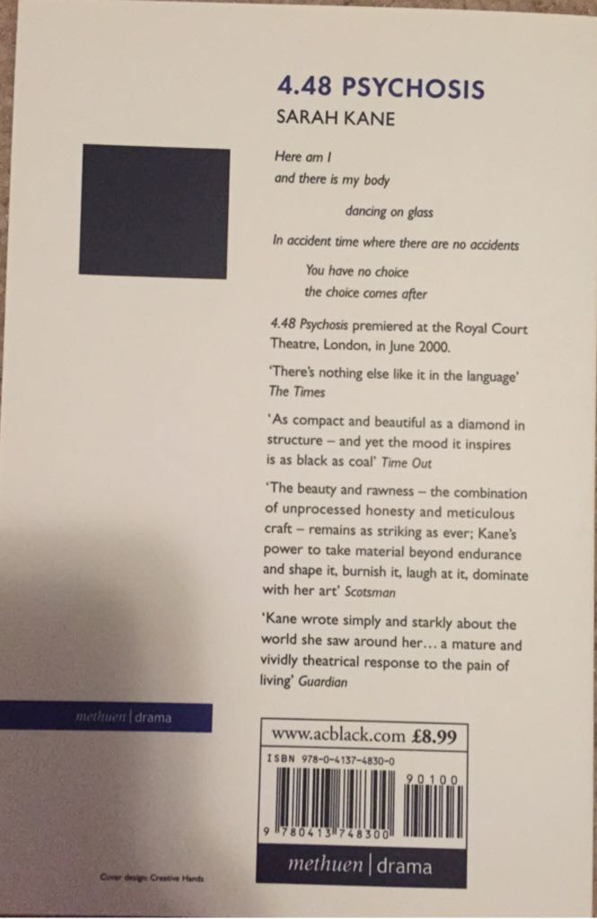 4.48 Psychosis - Sarah Kane (Methuen Drama - Paperback) book collectible [Barcode 9780413748300] - Main Image 2