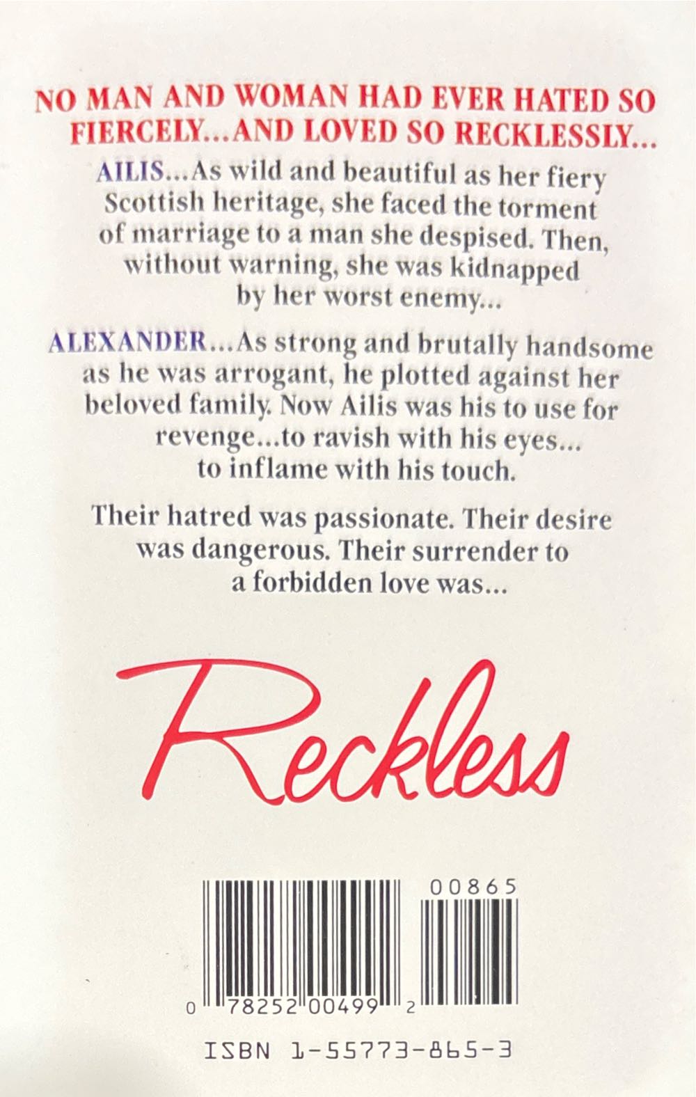 Hannah Howell: Anna Jennet Highland Brides #3 Reckless - Hannah Howell (Diamond Books - Paperback) book collectible [Barcode 9781557738653] - Main Image 2