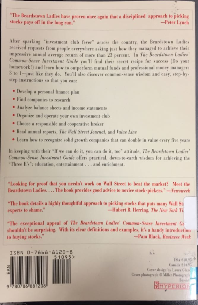 Beardstown Ladies Commonsense Investment Guide: How We Beat the Stock Market - and How You Can, Too-10: 0786881208-13: - Beardstown Ladies (Hyperion - Paperback) book collectible [Barcode 9780786881208] - Main Image 2