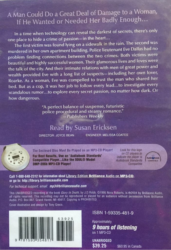 Glory in Death - J.D. Robb (Book 2 - Paperback) book collectible [Barcode 9781593354817] - Main Image 2