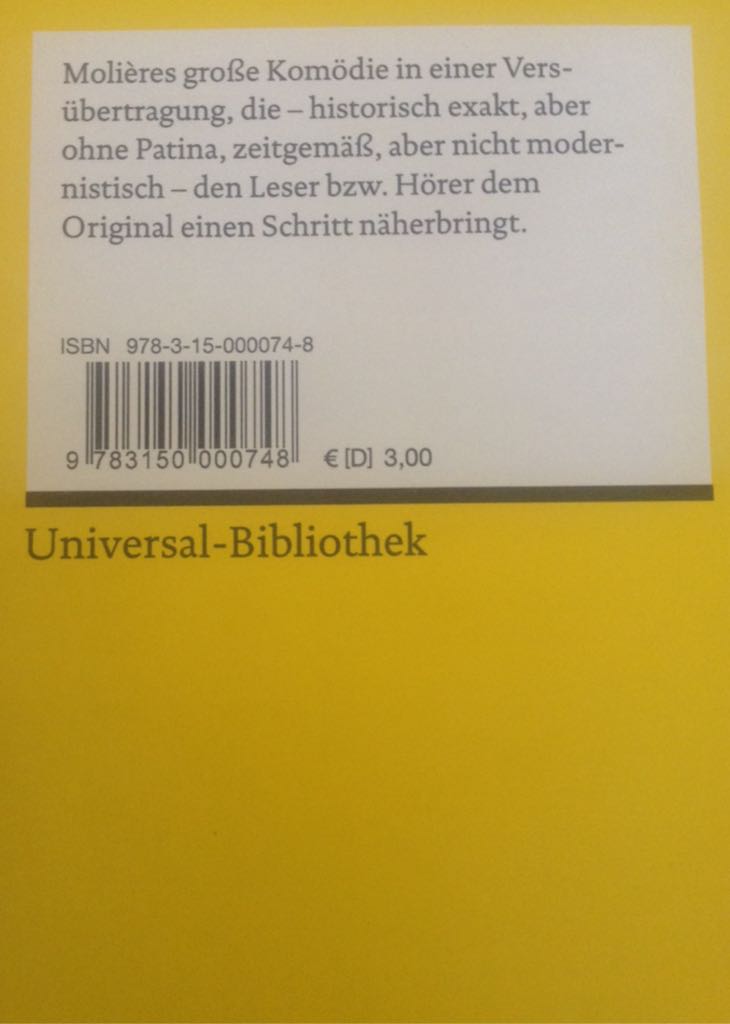 Tartuffe - Molière book collectible [Barcode 9783150000748] - Main Image 2