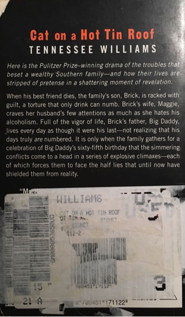 Cat on a Hot Tin Roof  (Paperback) book collectible - Main Image 2