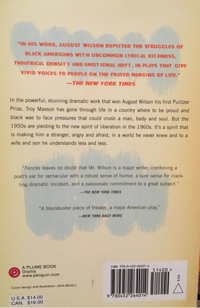 Fences - August Wilson (Penguin Random House LLC - Paperback) book collectible [Barcode 9780452264014] - Main Image 2