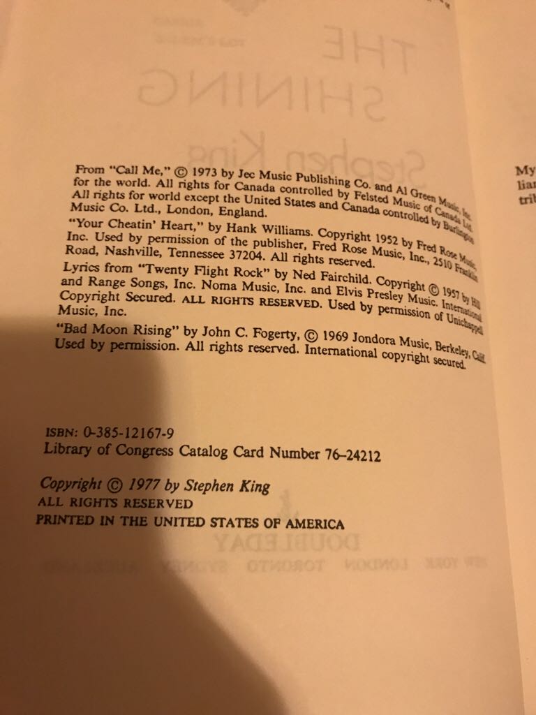 The Shining - Stephen King (Doubleday - Hardcover) book collectible [Barcode 0385121679] - Main Image 2