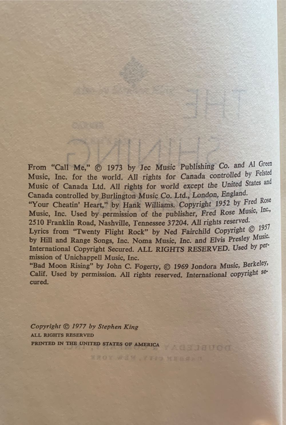 SK #3: The Shining - Stephen King (Doubleday & Company, Inc. - Hardcover) book collectible - Main Image 2