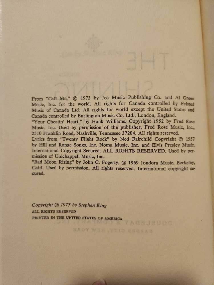 The Shining - Stephen King (Doubleday - Hardcover) book collectible - Main Image 2