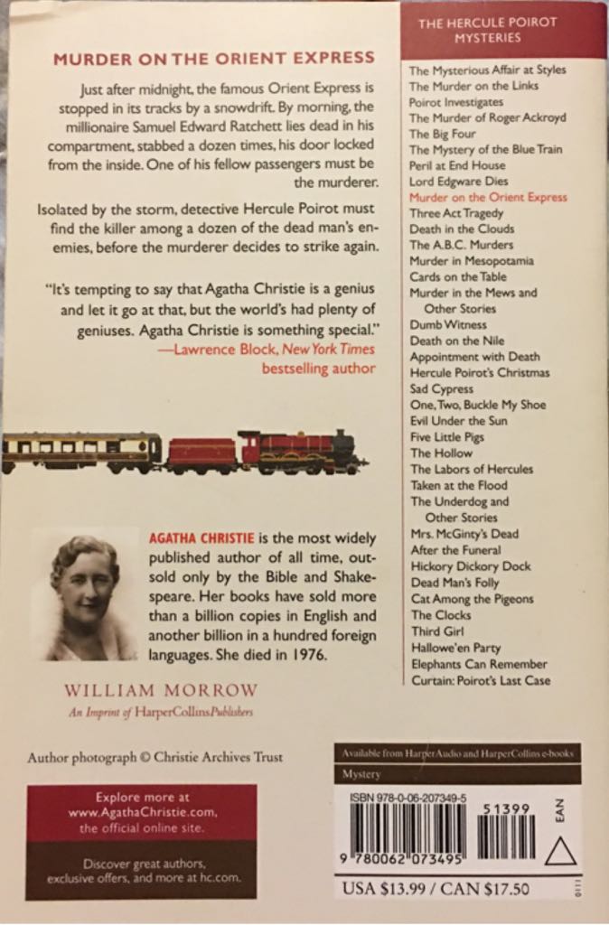 Murder on the Orient Express - Agatha Christie (Harper Collins - Paperback) book collectible [Barcode 9780062073495] - Main Image 2
