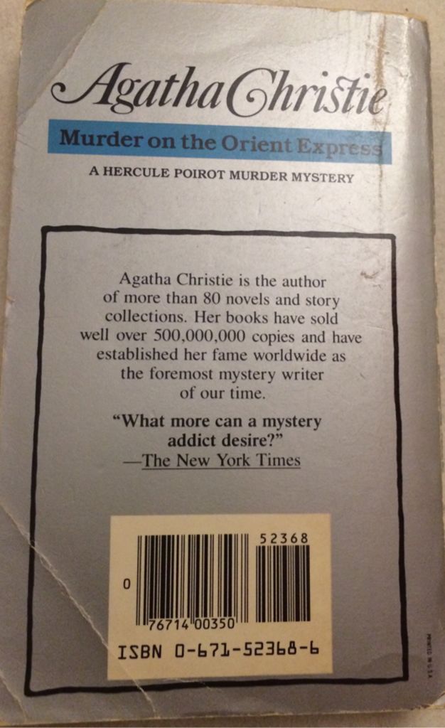 Murder on the Orient Express - Christie, Agatha (Pocket Books - Paperback) book collectible [Barcode 9780671523688] - Main Image 2
