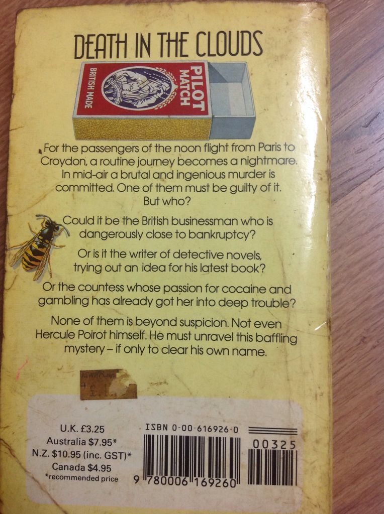 Death in the Clouds - Agatha Christie (Fontana Collins - Paperback) book collectible [Barcode 9780006169260] - Main Image 2