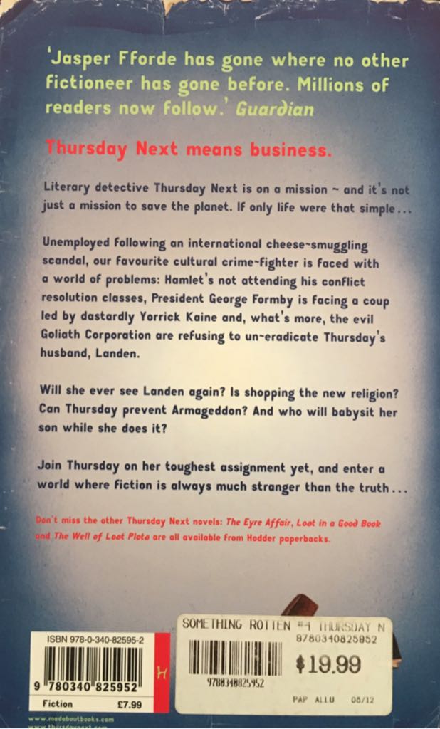 Something Rotten - Jasper Fforde (Hodder and Stoughton - Paperback) book collectible [Barcode 9780340825952] - Main Image 2