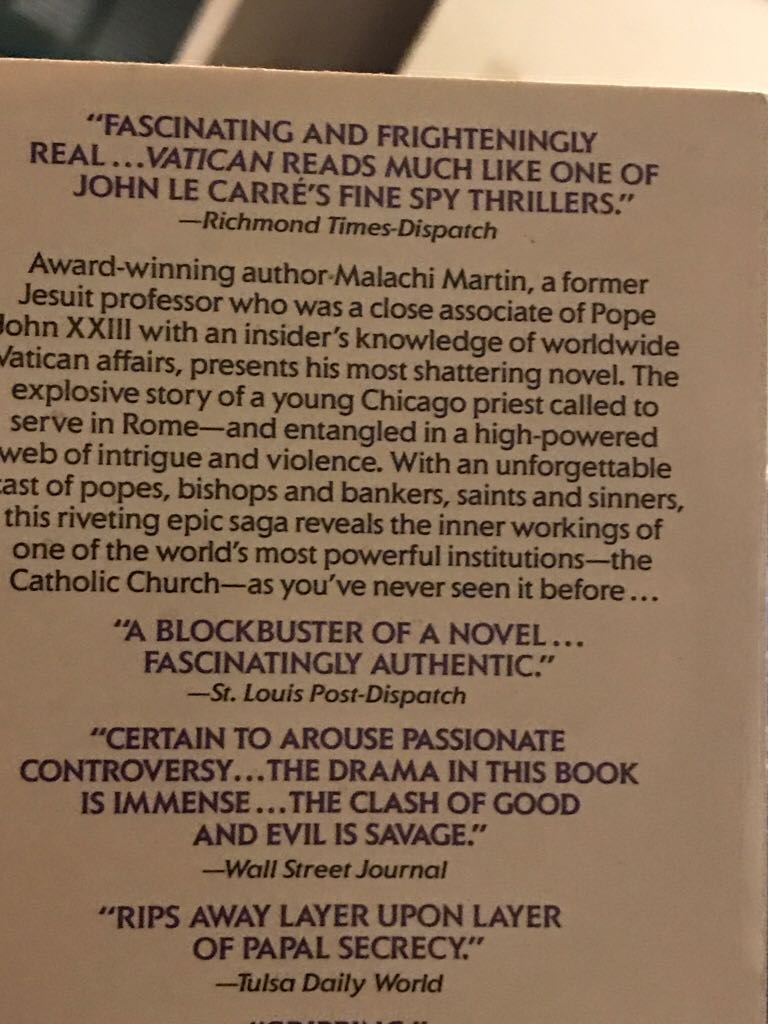 Vatican - Martin, Malachi book collectible [Barcode 9780515096545] - Main Image 2