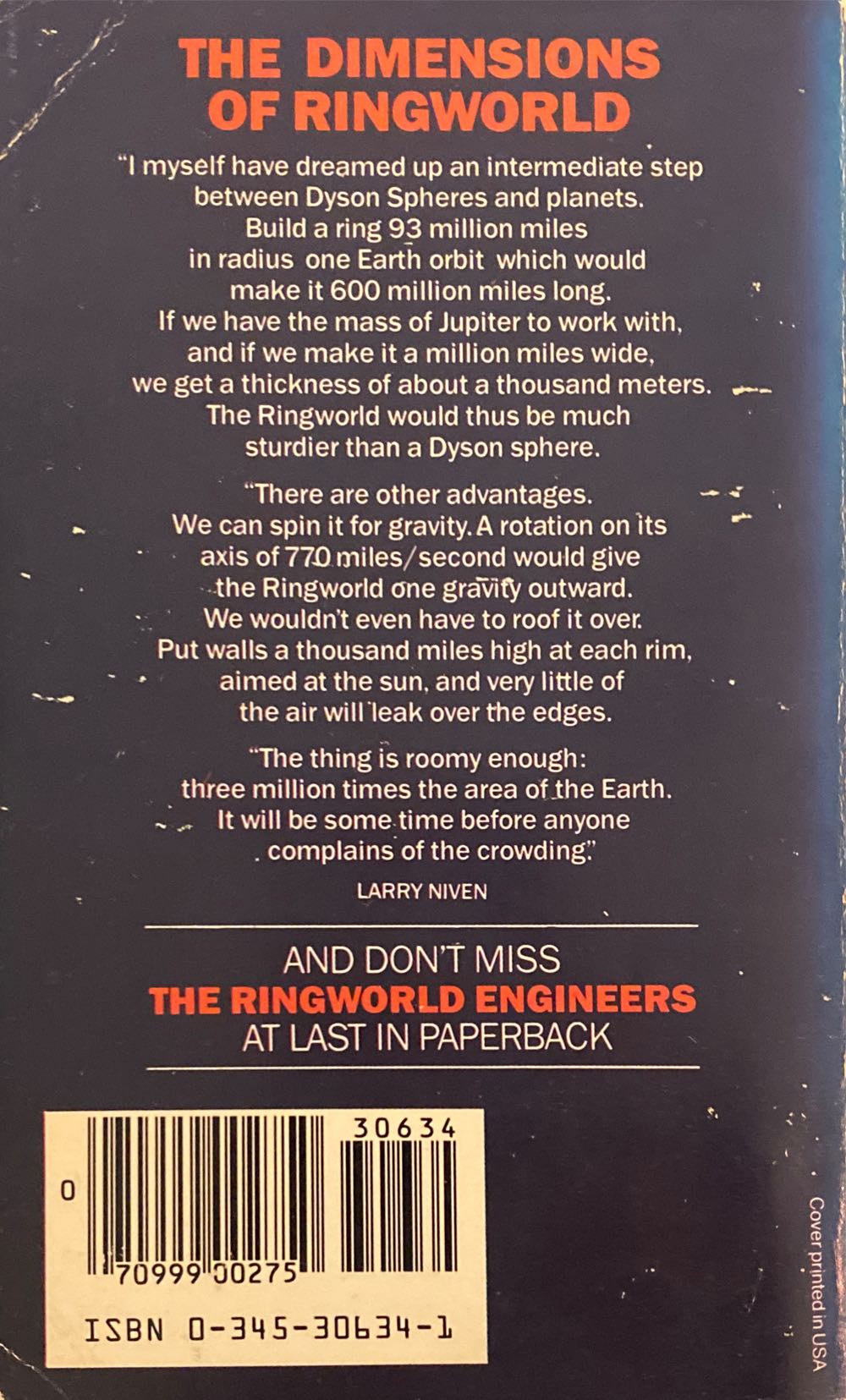 Ringworld - Larry Niven (Del Rey - Paperback) book collectible [Barcode 9780345306340] - Main Image 2