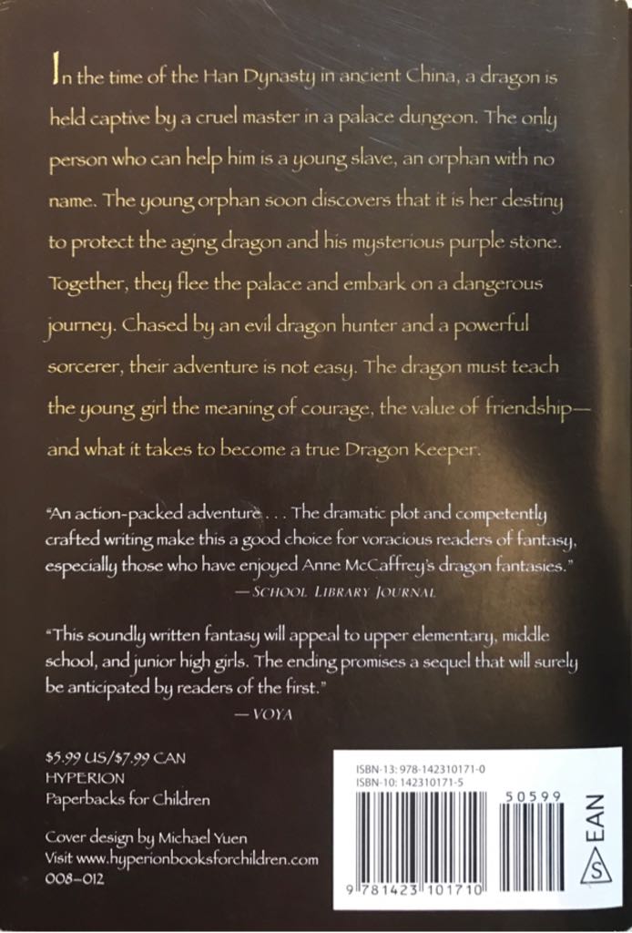 Dragon Keeper - Carole Wilkinson (Hyperion - Paperback) book collectible [Barcode 9781423101710] - Main Image 2