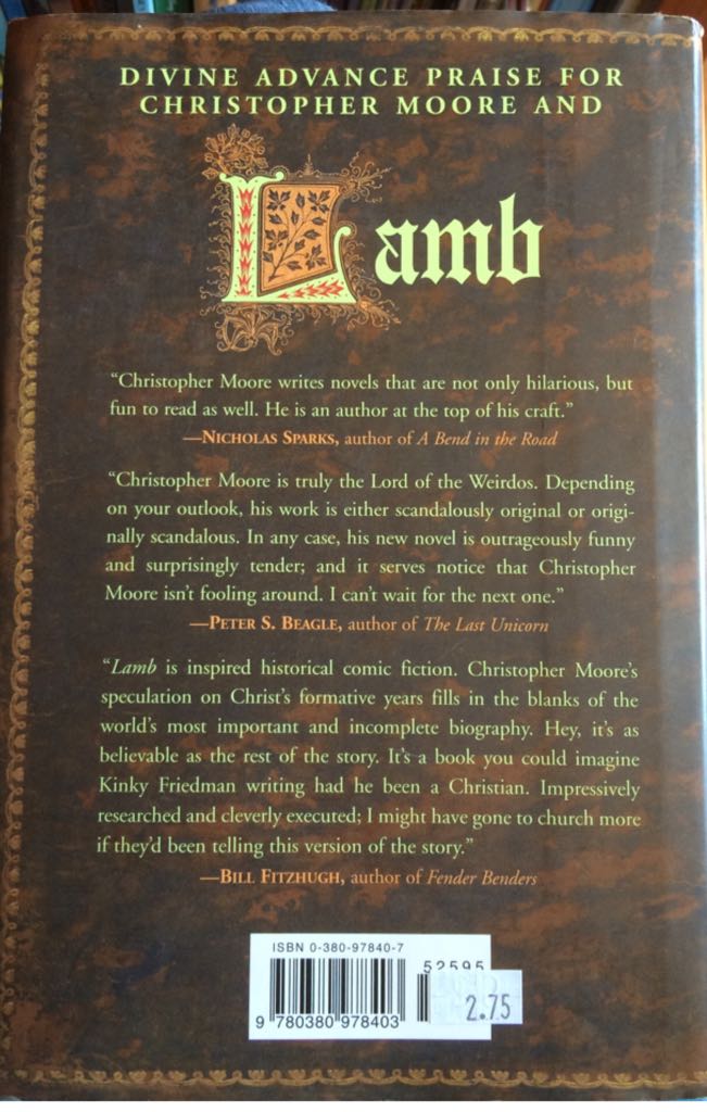 Lamb: The Gospel According To Biff, Christ’s Childhood Pal - Christopher Moore (William Morrow - Trade Paperback) book collectible [Barcode 9780380978403] - Main Image 2