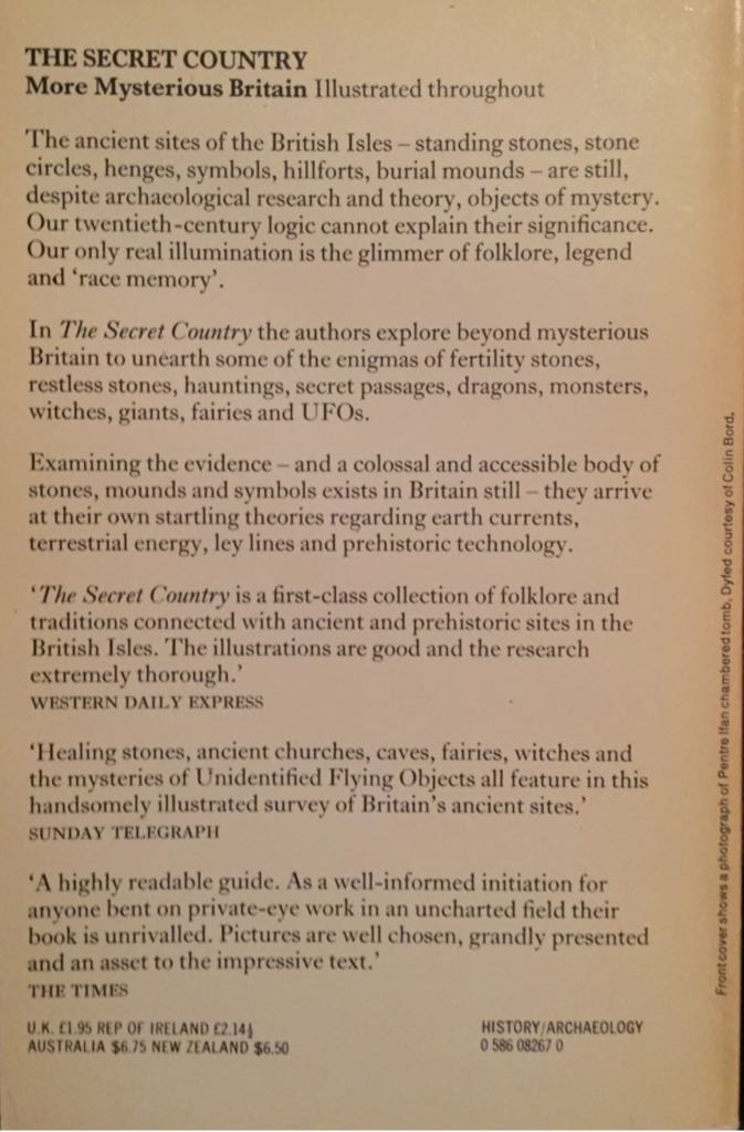 Secret Country, The - Colin Bord (Paladin Press - Paperback) book collectible [Barcode 9780586082676] - Main Image 2
