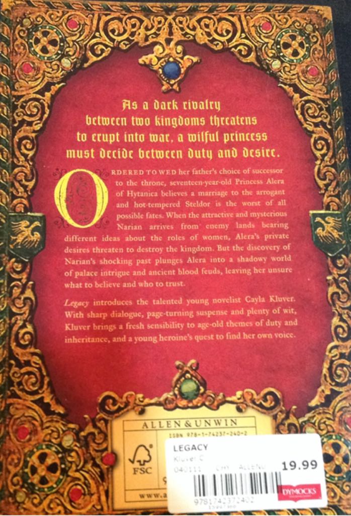 Legacy - Carla Kluver (Crows Nest - Paperback) book collectible [Barcode 9781742372402] - Main Image 2