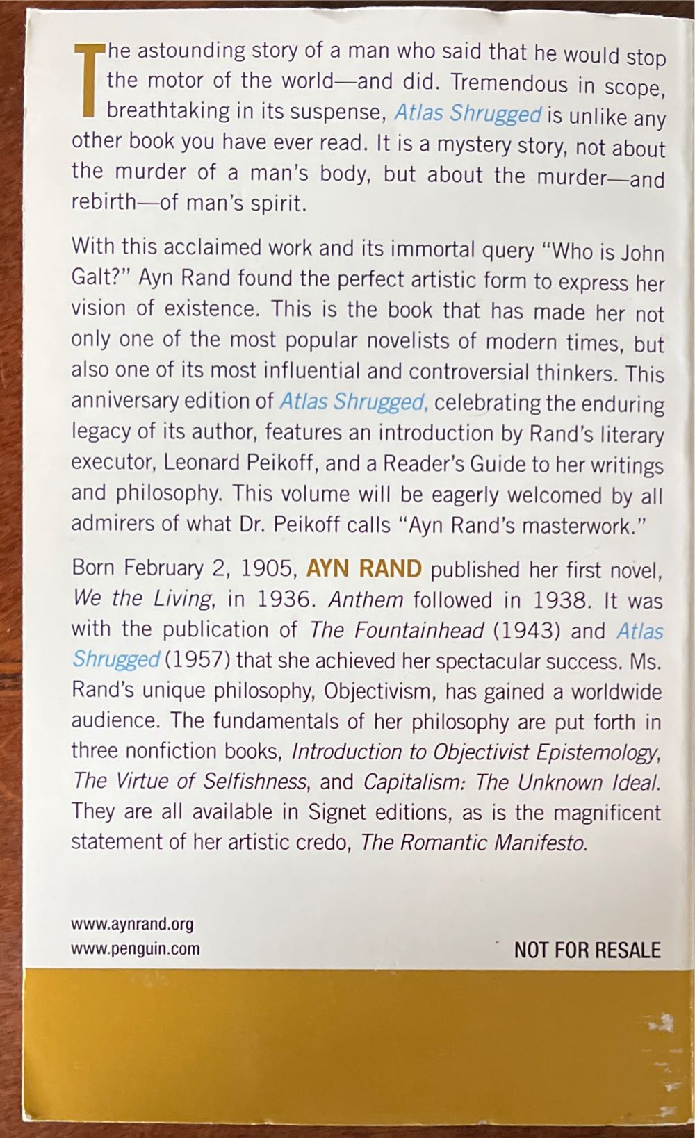 Atlas Shrugged - Ayn Rand (Turtleback Books - Trade Paperback) book collectible [Barcode 9780451231710] - Main Image 2