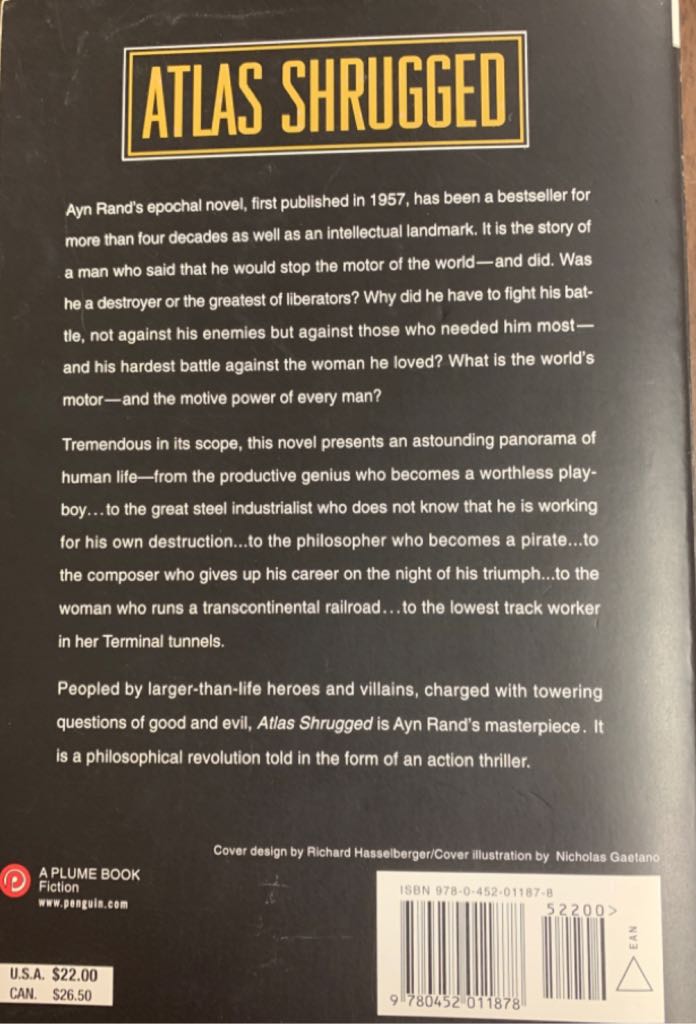 Atlas Shrugged - Ayn Rand (Dutton - Paperback) book collectible [Barcode 9780452011878] - Main Image 2