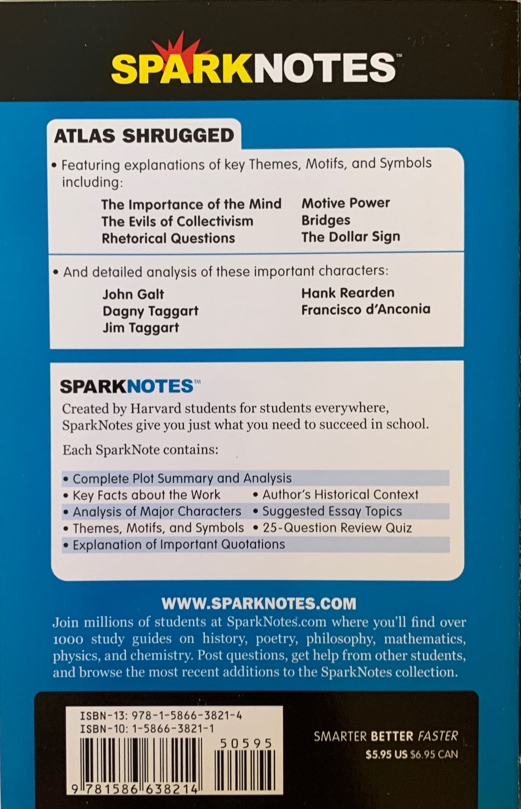 Atlas Shrugged - Ayn Rand (Spark Notes - Paperback) book collectible [Barcode 9781586638214] - Main Image 2