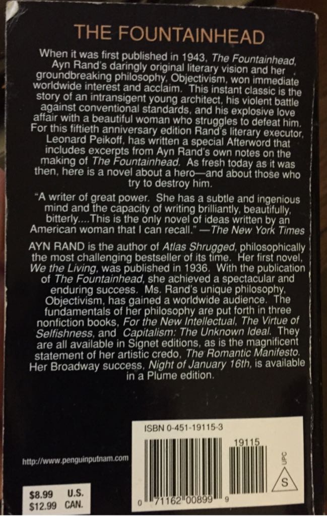 The Fountainhead - Ayn Rand (Signet Classics - Paperback) book collectible [Barcode 9780451191151] - Main Image 2
