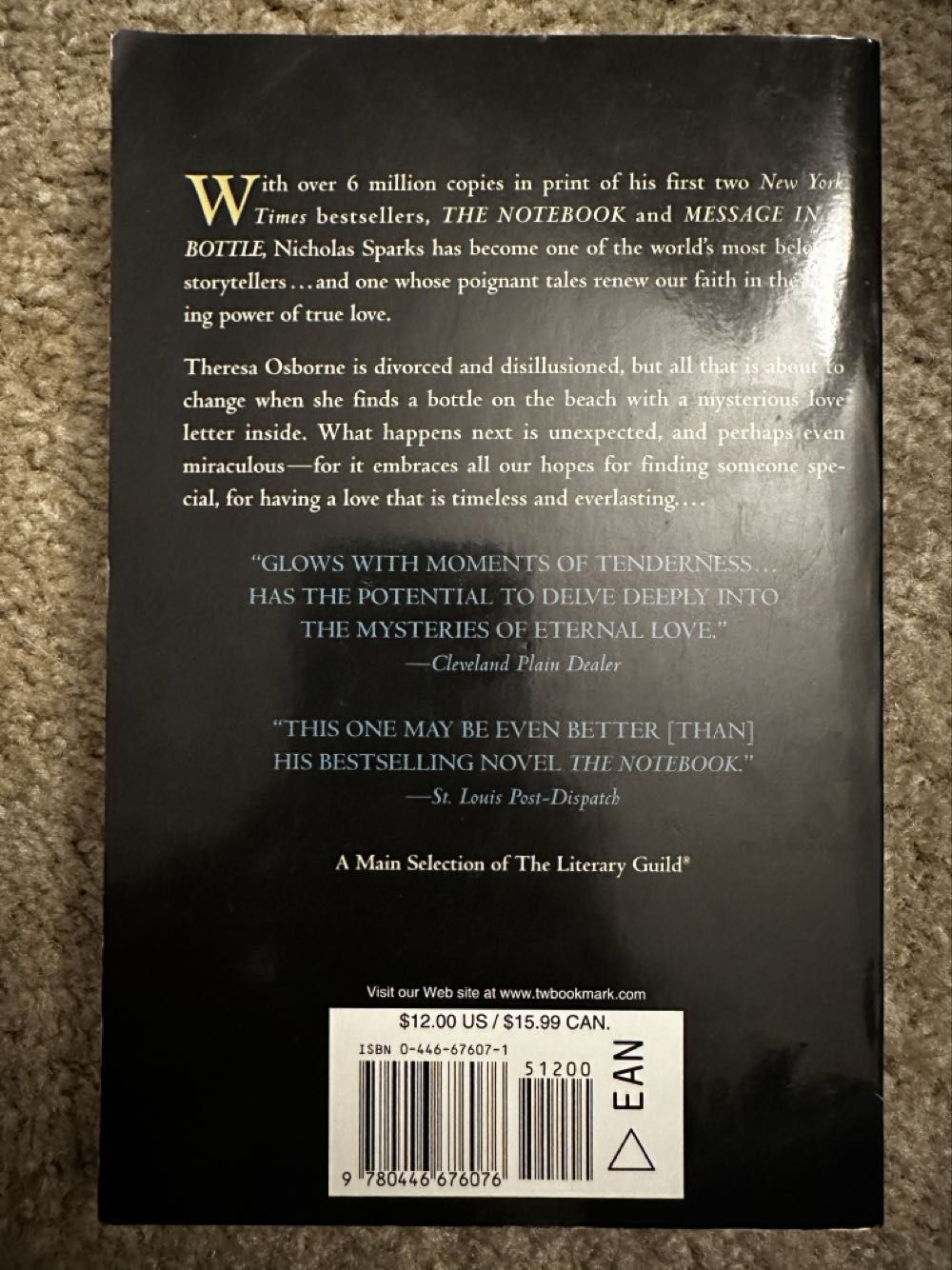 Message in a Bottle - Nicholas Sparks (Grand Central Publishing - Paperback) book collectible [Barcode 9780446676076] - Main Image 3