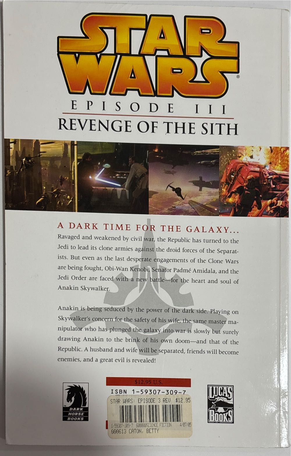Star Wars: Episode III Revenge of the Sith - George Lucas (Dark Horse Books - Paperback) book collectible [Barcode 9781593073091] - Main Image 2