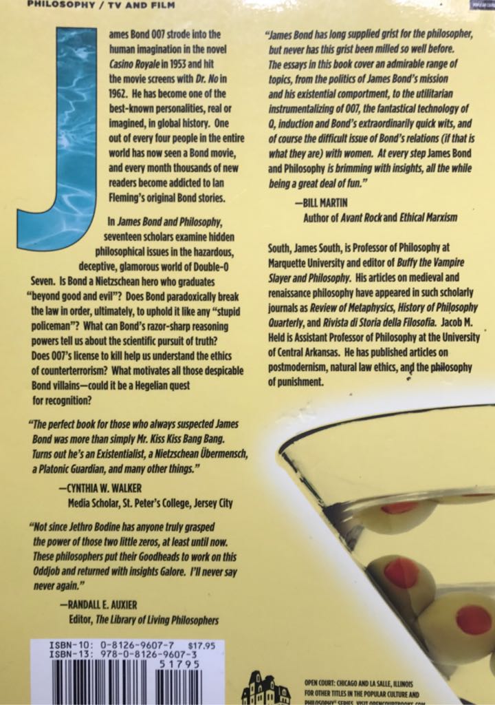 Pop Culture And Philosophy: James Bond and Philosophy: Questions Are Forever - Jacob M. Held (- Paperback) book collectible [Barcode 9780812696073] - Main Image 2