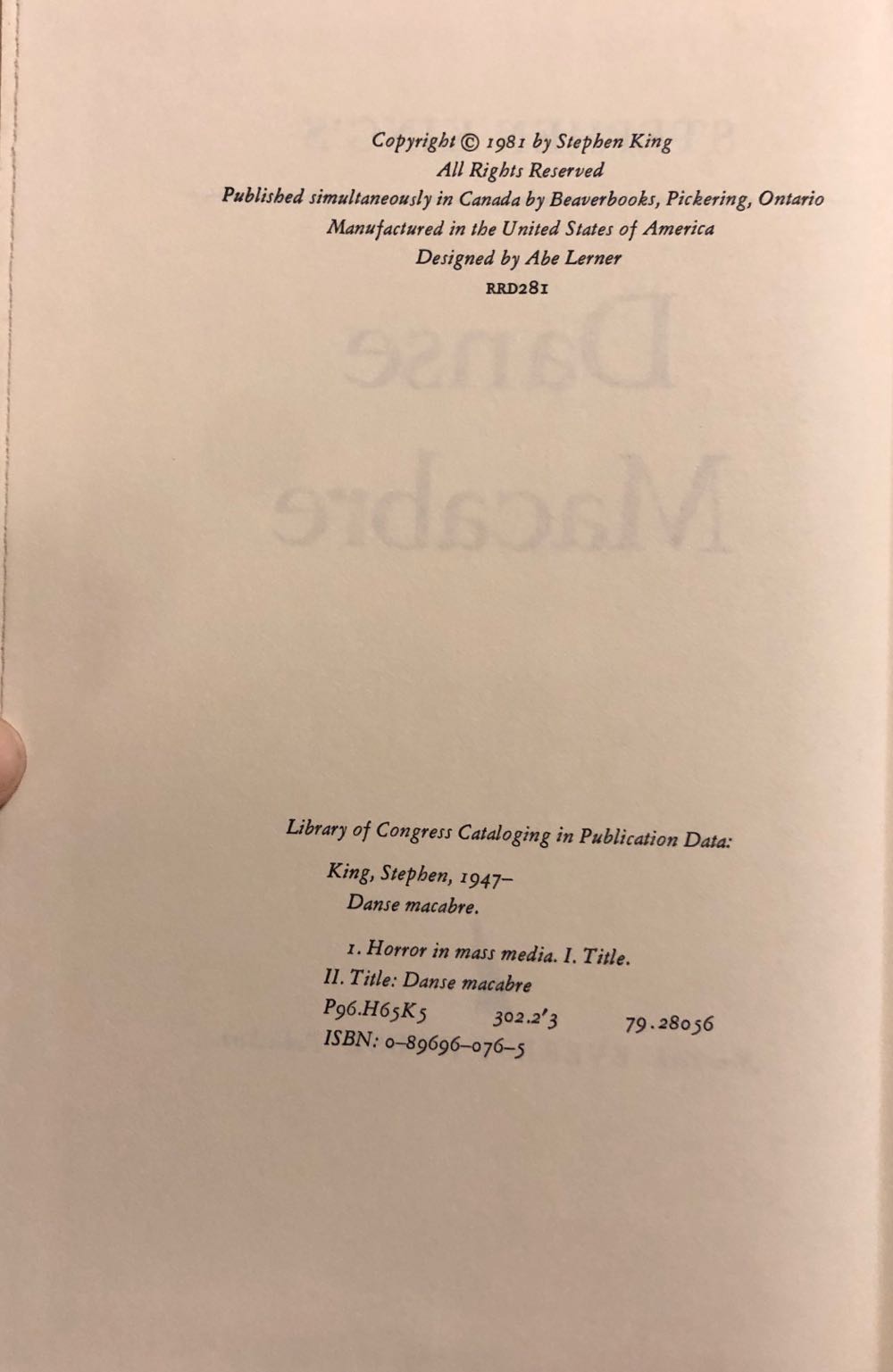 Danse Macabre - Stephen King (Everest House - Hardcover) book collectible - Main Image 3