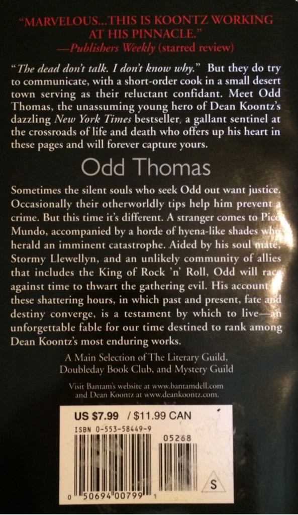 Odd 1: Odd Thomas - Dean Koontz (Bantam Books - Paperback) book collectible [Barcode 9780553584493] - Main Image 2