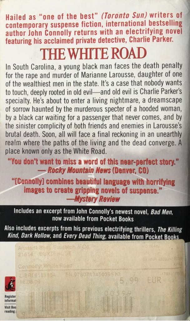 Charlie Parker #4: The White Road - John Connolly (Pocket Star Books - Paperback) book collectible [Barcode 9780743456395] - Main Image 2