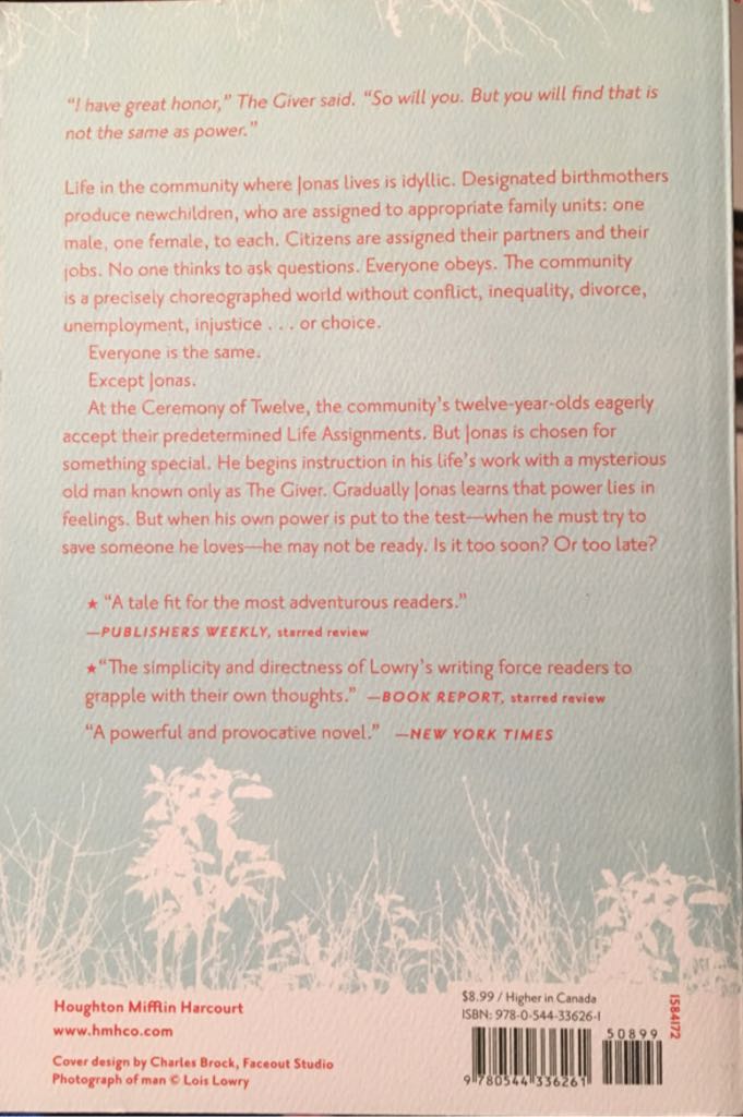 The Giver - Lois Lowry (Houghton Mifflin Harcourt - Paperback) book collectible [Barcode 9780544336261] - Main Image 2