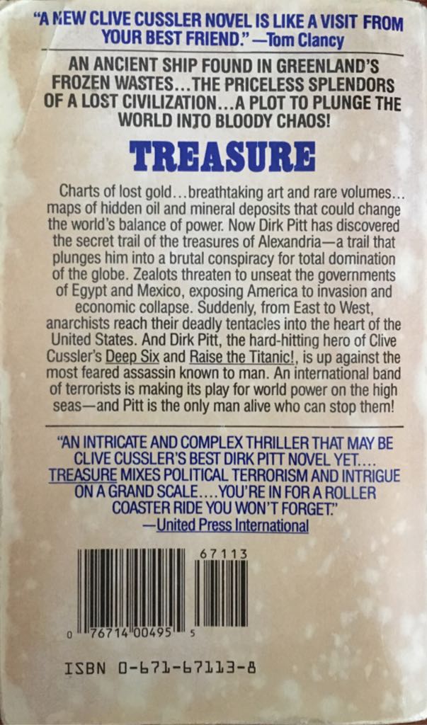 Treasure - Clive Cussler (Pocket Books - Paperback) book collectible [Barcode 9780671671136] - Main Image 2