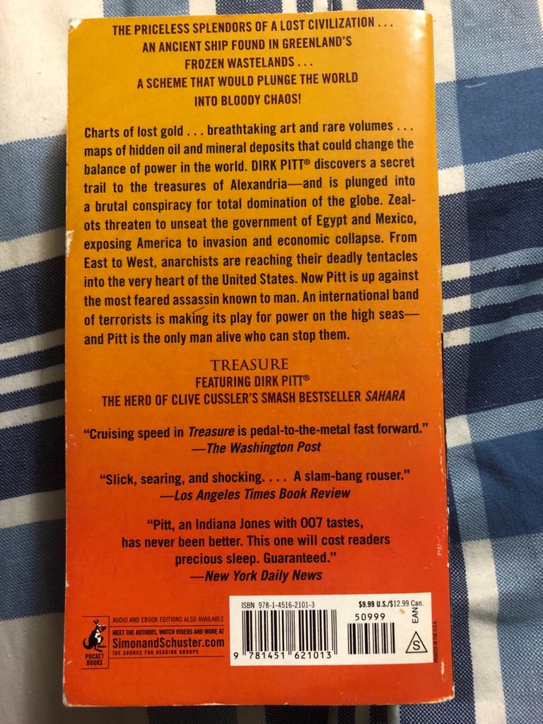 Treasure Dirk Pitt Adventures Paperback - Clive Cussler (Pocket Book Fiction - Paperback) book collectible [Barcode 9781451621013] - Main Image 2