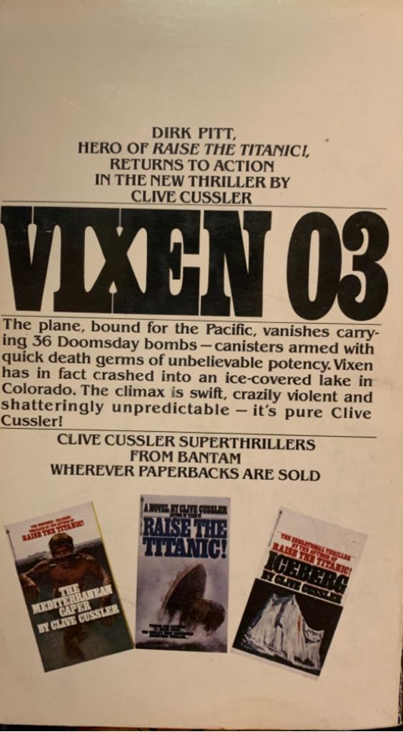 Vixen 03 - Clive Cussler (A Bantam Book - Paperback) book collectible [Barcode 9780553128109] - Main Image 2