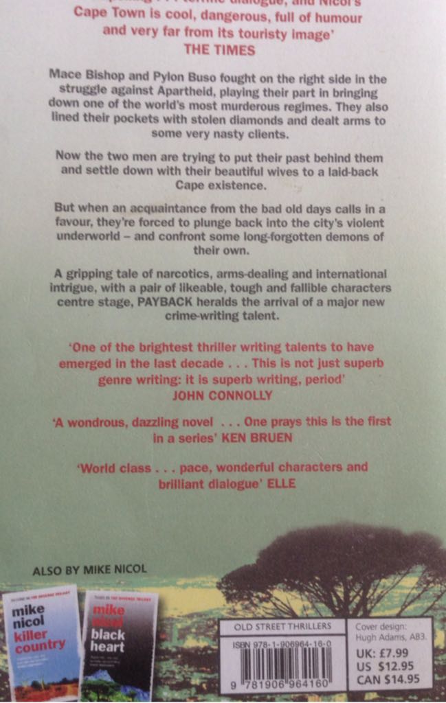 PAYBACK - Mike Nicol (Old Street Publishing Ltd) book collectible [Barcode 9781906964160] - Main Image 2