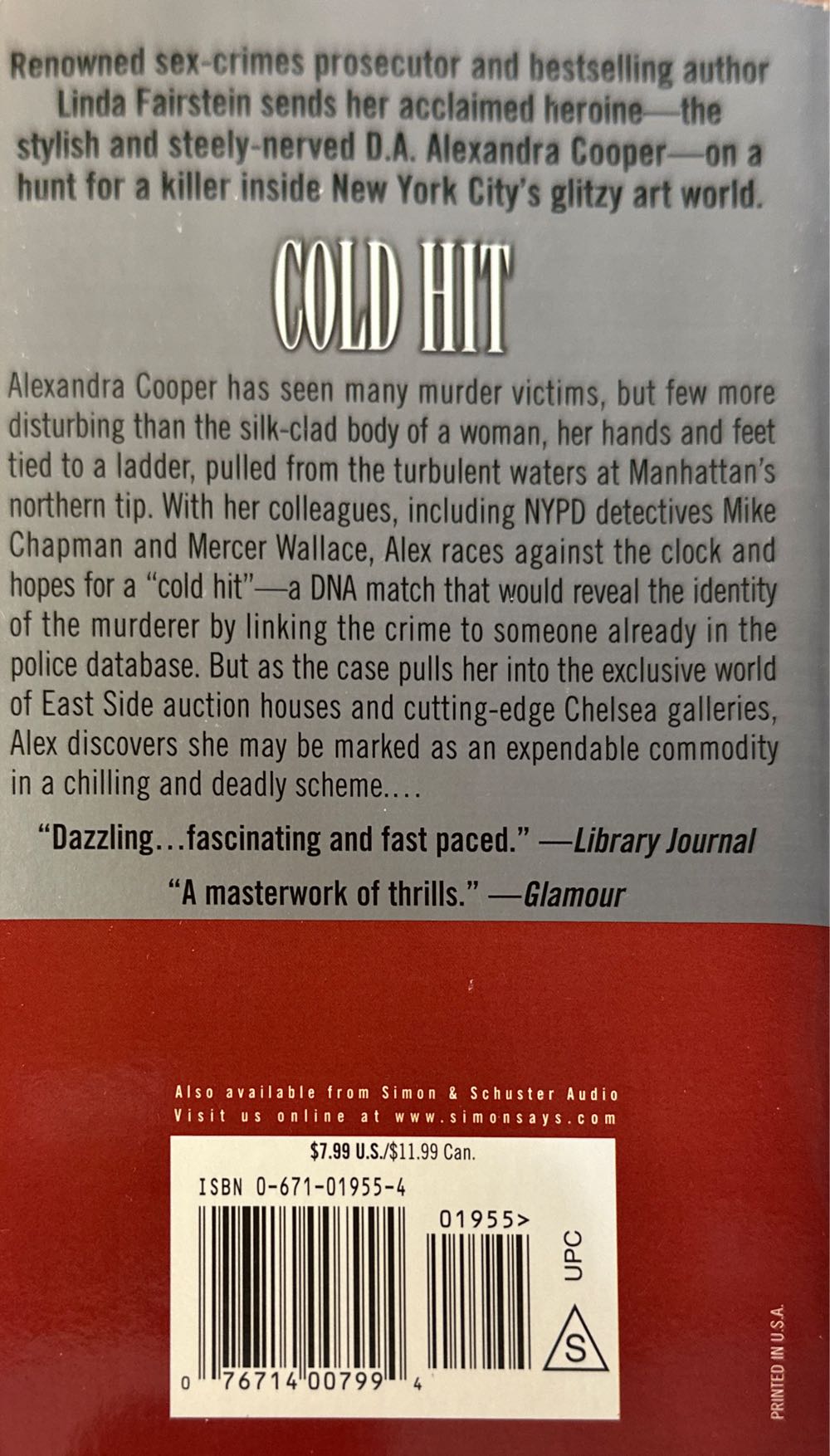 Cold Hit - Linda Fairstein (Pocket Books - Mass Market Paperback) book collectible [Barcode 9780671019556] - Main Image 2