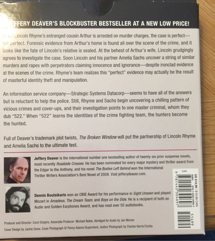 The Broken Window - Jeffery Deaver (Audiobook) book collectible [Barcode 9781442304697] - Main Image 2
